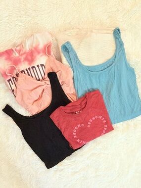 Ribbed Tops & Tie-Dye Hoodie Bundle, size S.